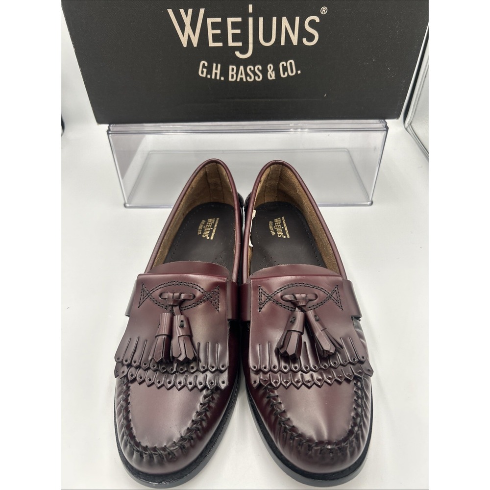 G.H. Bass Weejuns Dress Loafers Burgundy Oxblood Kiltie Tassel Mens 9 NIB